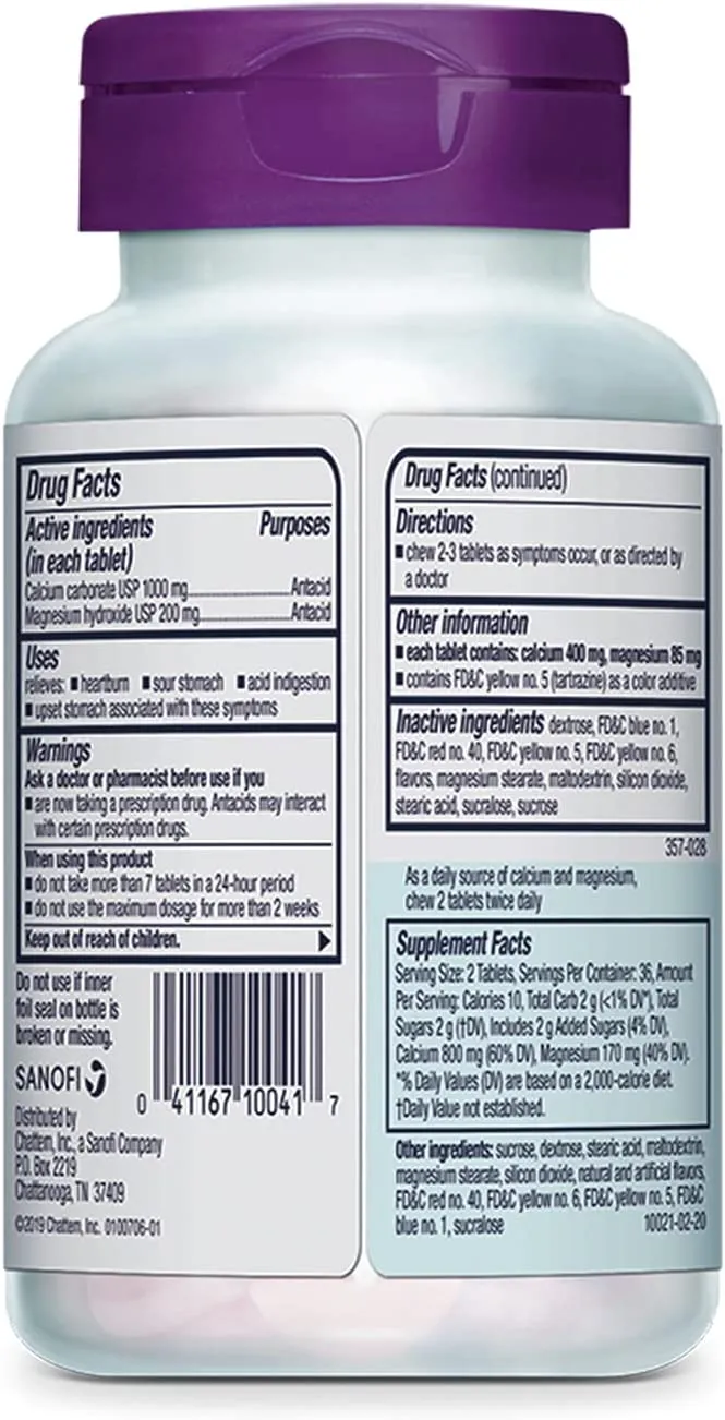 Rolaids Ultra Strength Antacid/Calcium Magnesium Supplement, Fruit Flavor, 72 Tablet Bottle