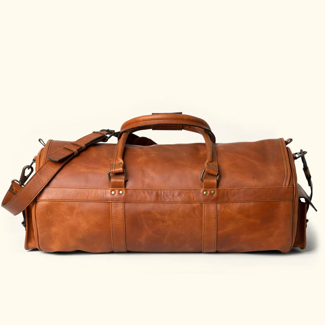 Roosevelt Buffalo Leather Travel Duffle Bag | Amber Brown