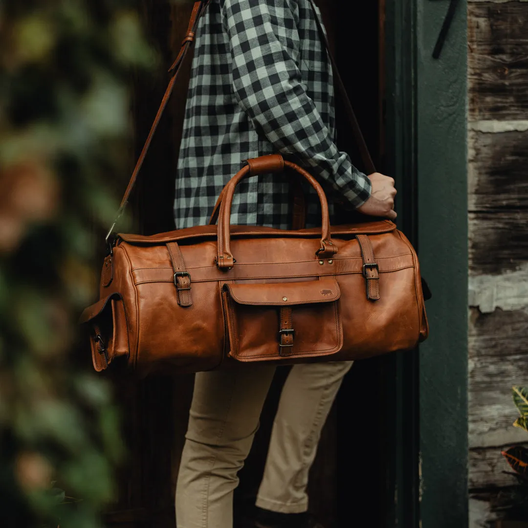 Roosevelt Buffalo Leather Travel Duffle Bag | Amber Brown