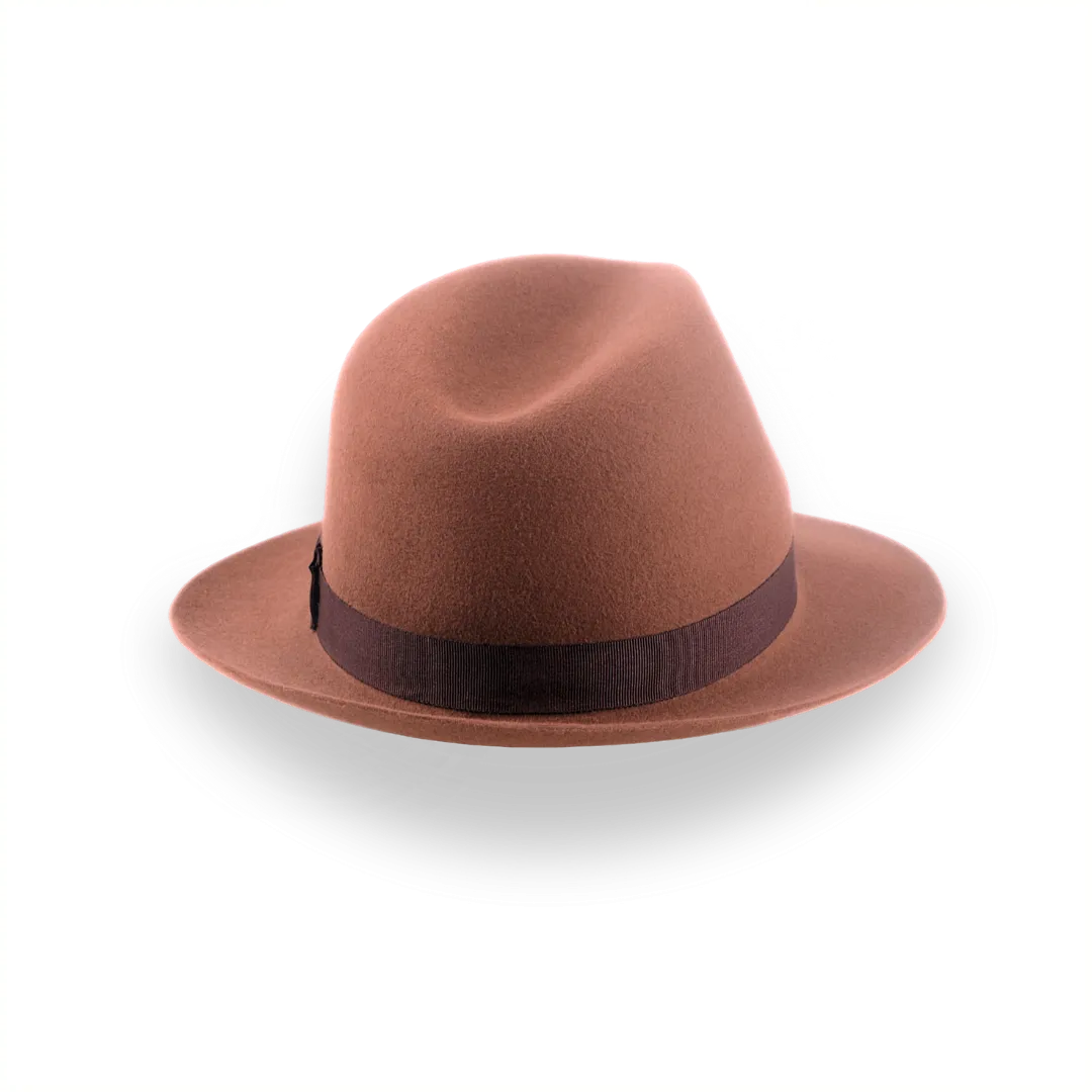 Rust Short Brim Trilby Fedora Hat in Soft Fur Felt | The Tomaso