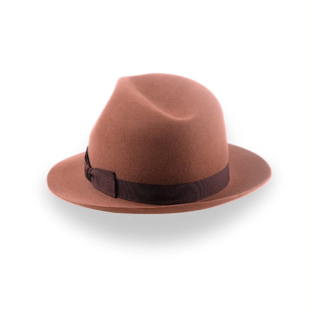 Rust Short Brim Trilby Fedora Hat in Soft Fur Felt | The Tomaso