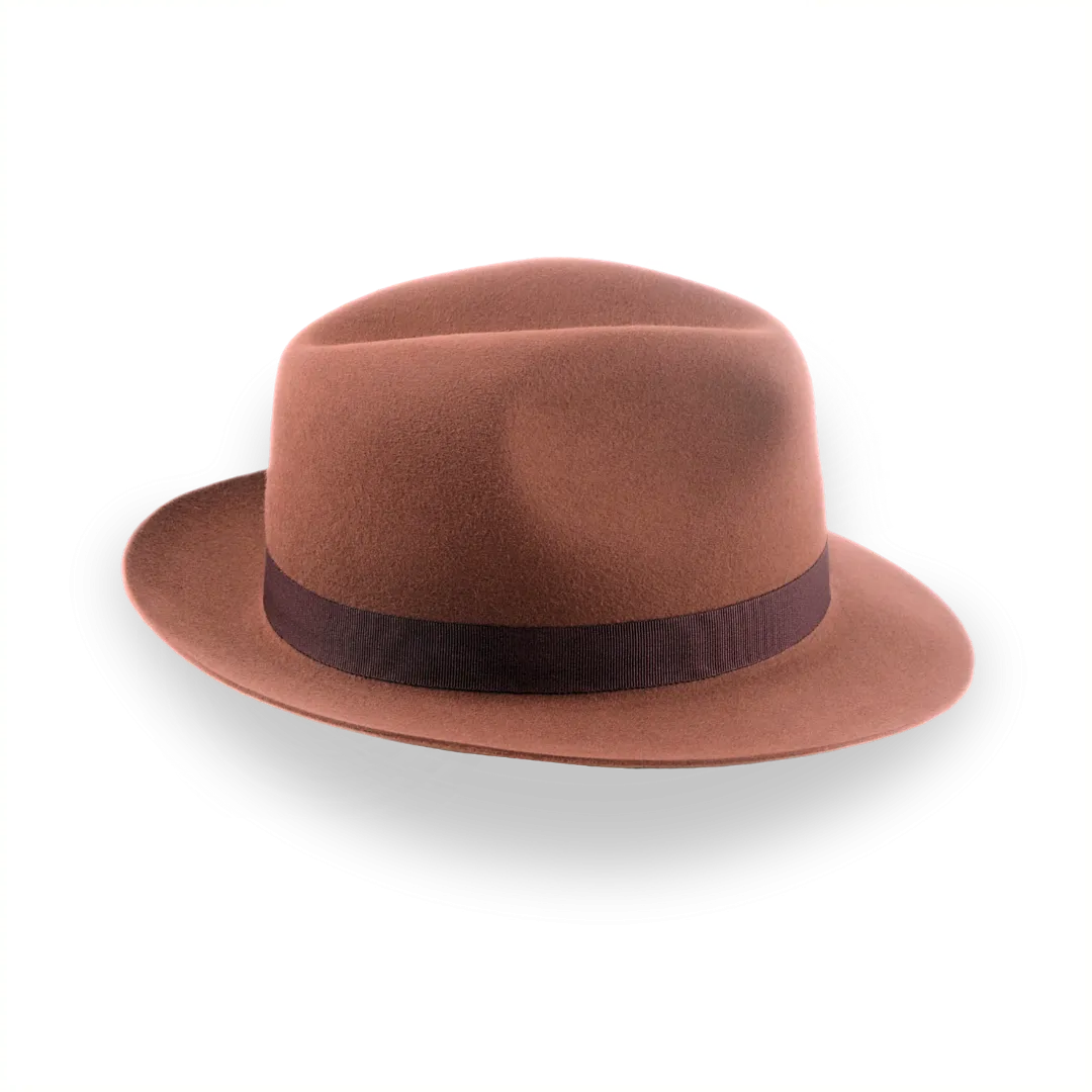 Rust Short Brim Trilby Fedora Hat in Soft Fur Felt | The Tomaso