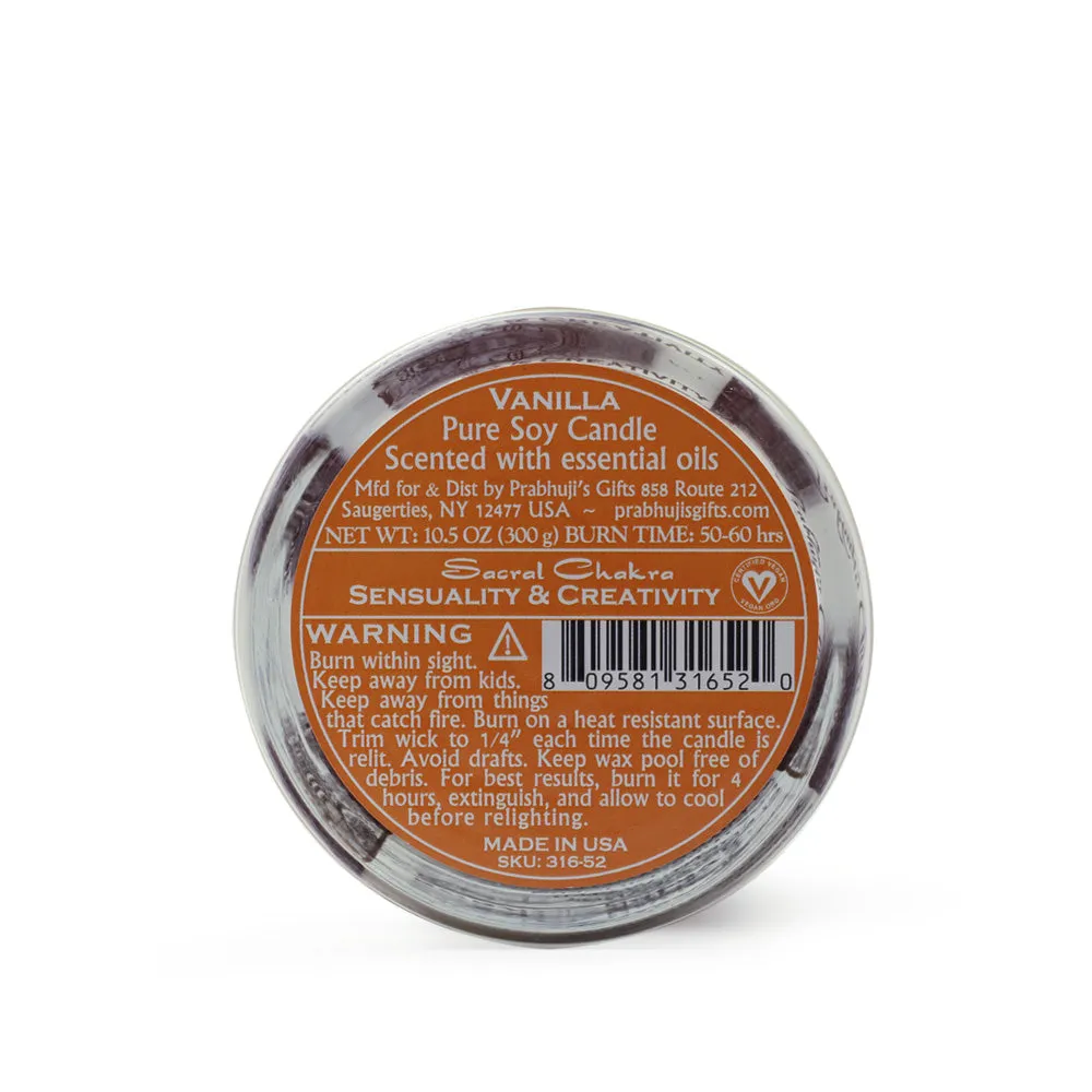 Sacral Chakra Svadhishthana | Soy Candle for Chakra Meditation Scented with Essential Oils |Vanilla | Sensuality and Creativity - 10.5oz