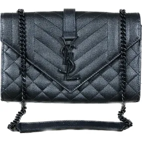 Saint Laurent Envelope Small In Quilted Grain De Poudre Embossed Leather