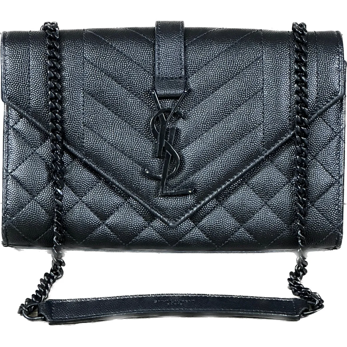 Saint Laurent Envelope Small In Quilted Grain De Poudre Embossed Leather