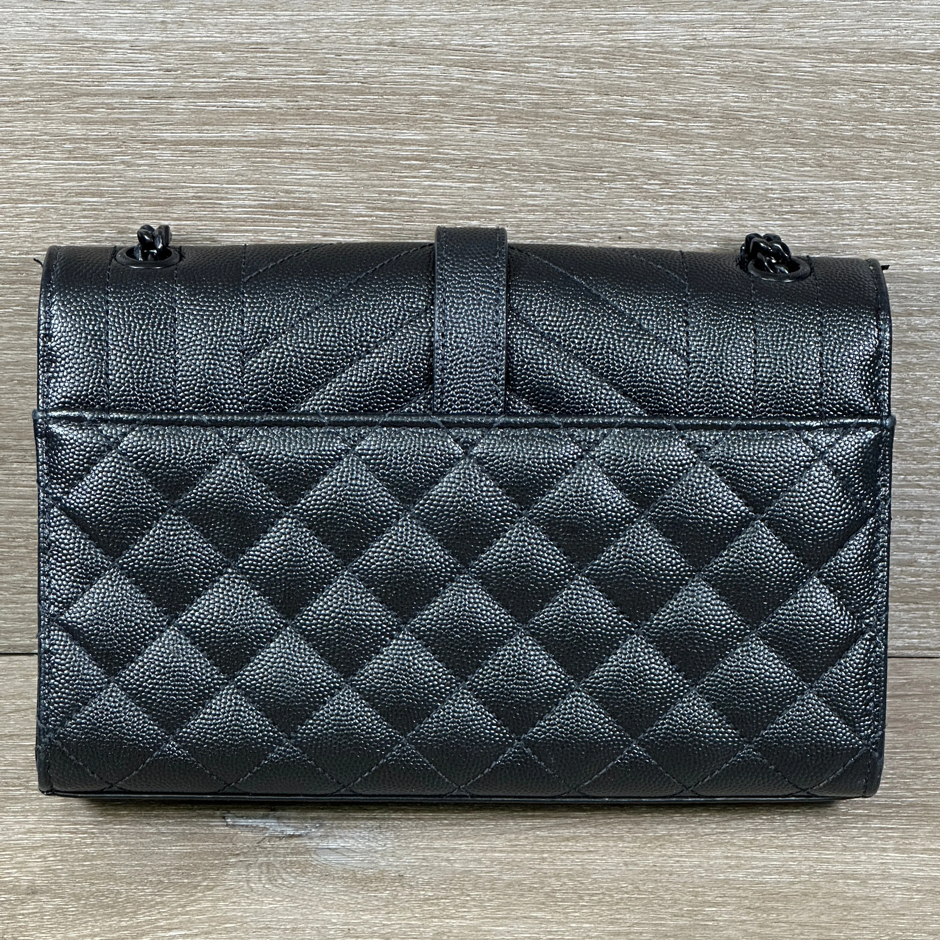 Saint Laurent Envelope Small In Quilted Grain De Poudre Embossed Leather