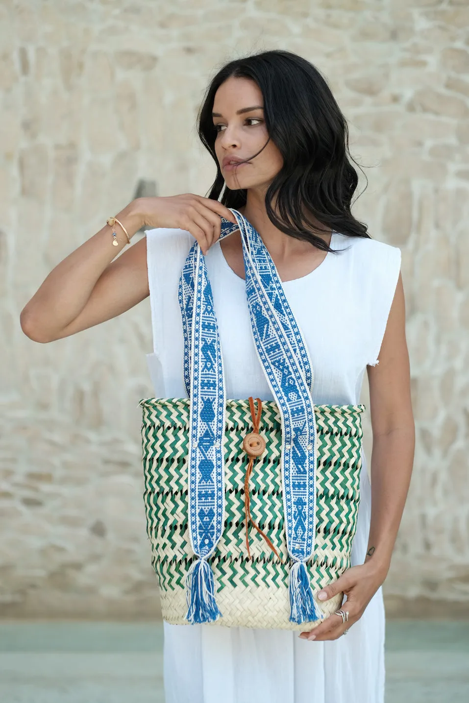 SANTA LUPITA GREEN BASKET BAG