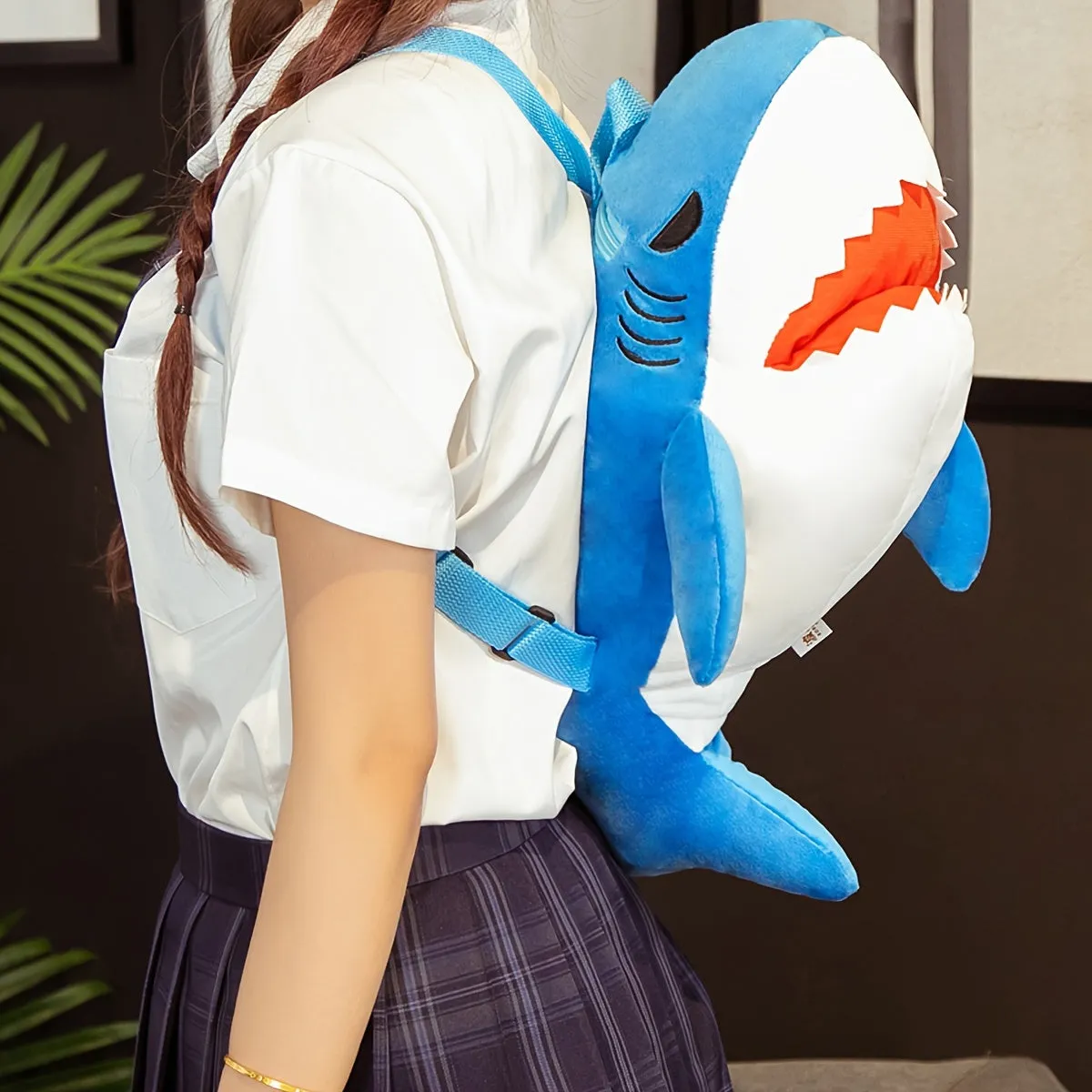 Scuba Diving Cute Creative Two-color Shark Plush Backpack