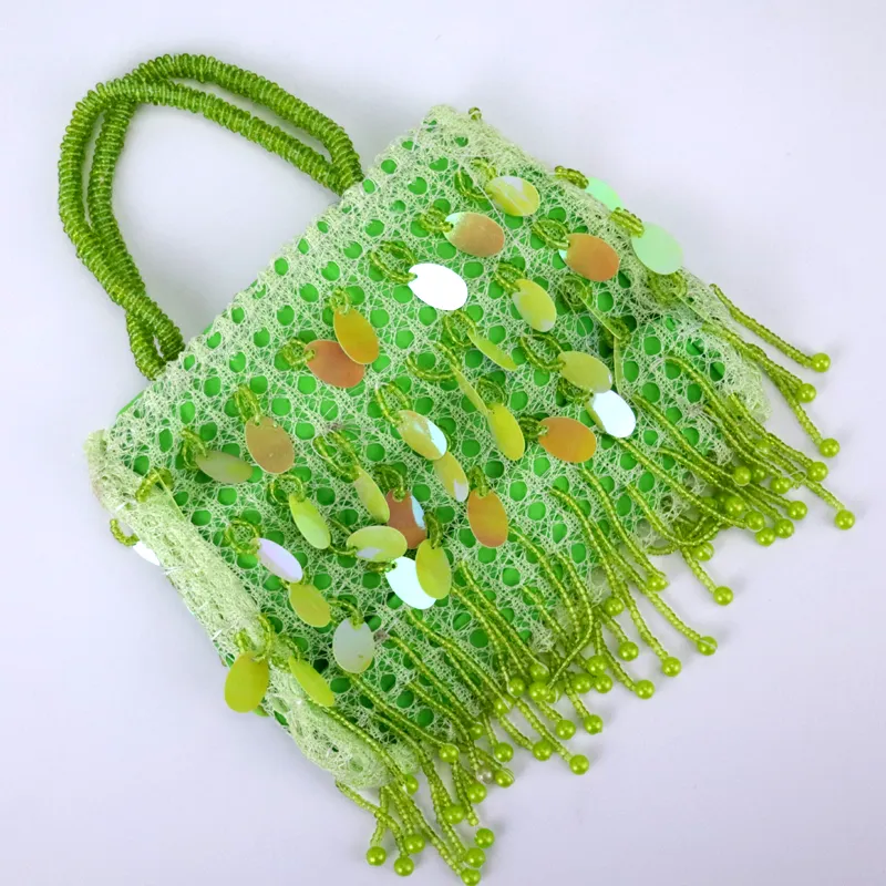 Sequin Seed Bead Little Girls Crochet Purse Kids Hand Bag