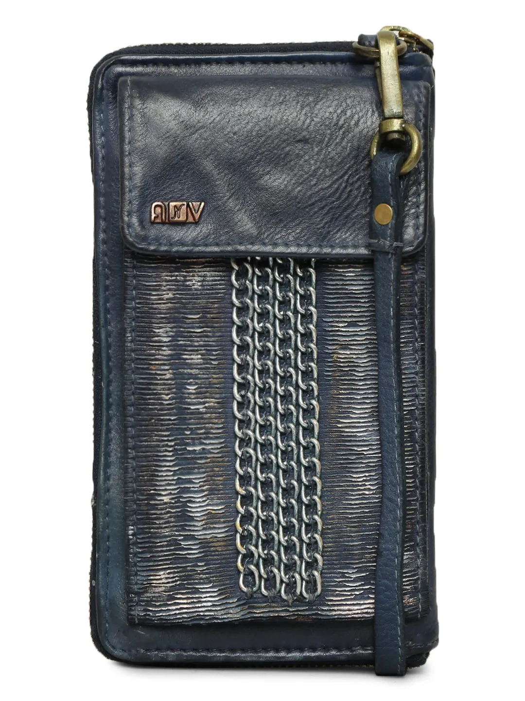 Silvia: Metallic Effect Razor Leather Phone Wallet.