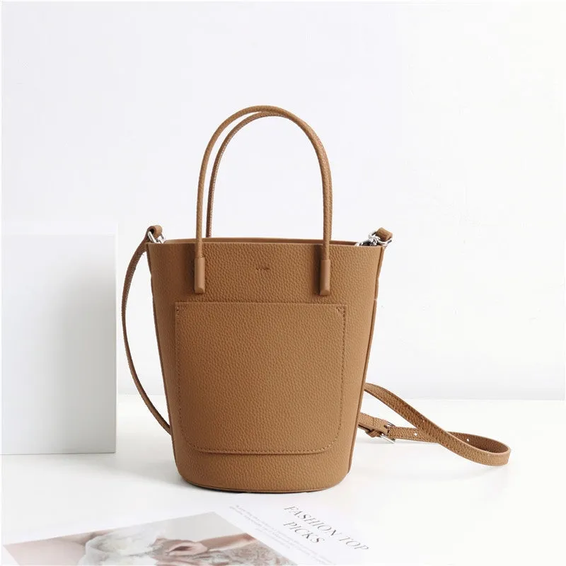 Small Bucket Bag In Grainy Calfskin Leather With Leather Elephant Hanger