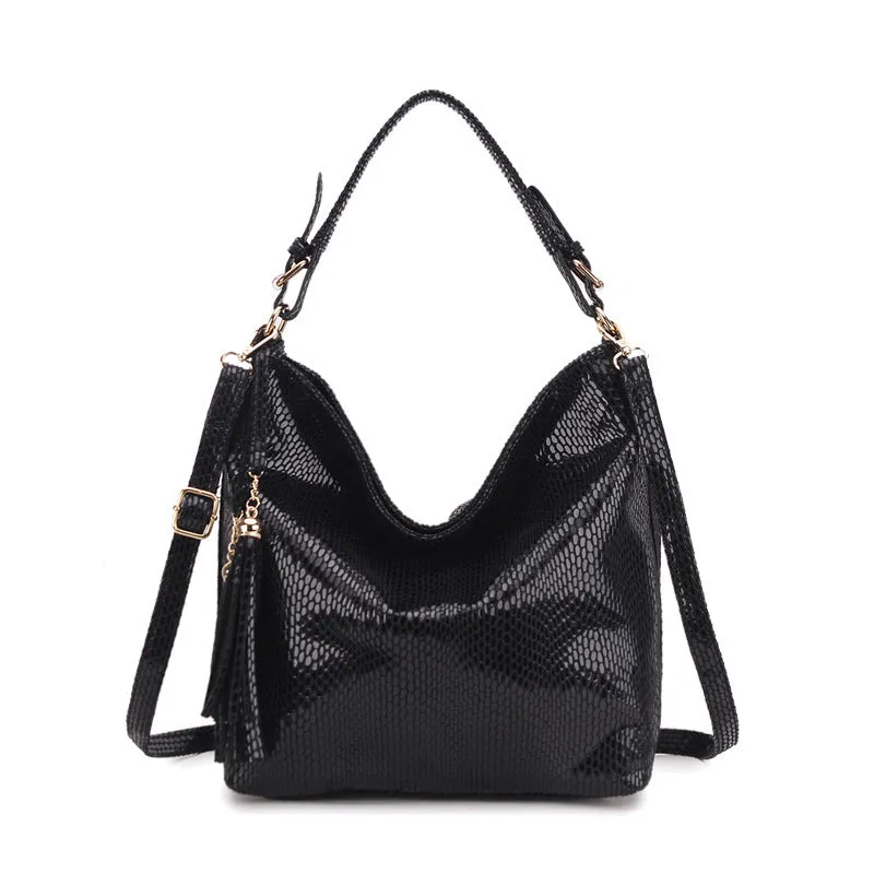 Snake Pattern Ladies Fringed Crescent Bag Shoulder Messenger Bag