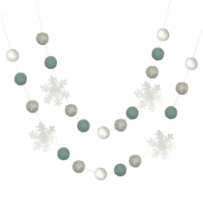 Snowflake Garland- Pale Teal, Gray, White