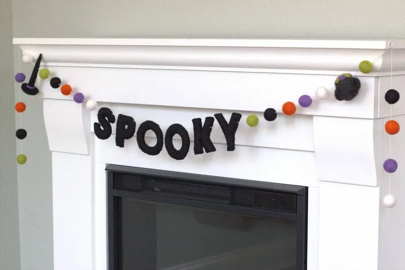 SPOOKY Witch & Cauldron Halloween Felt Garland- Purple, Orange, Green