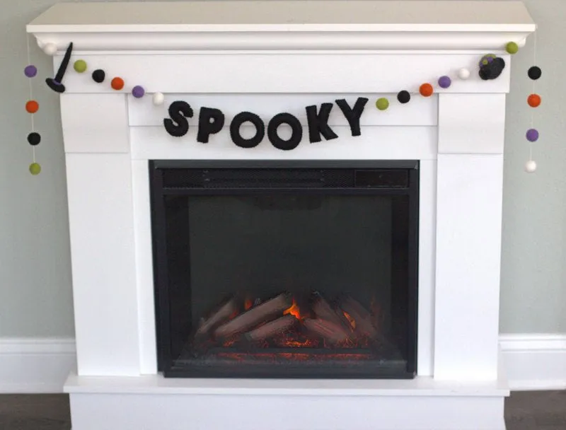 SPOOKY Witch & Cauldron Halloween Felt Garland- Purple, Orange, Green