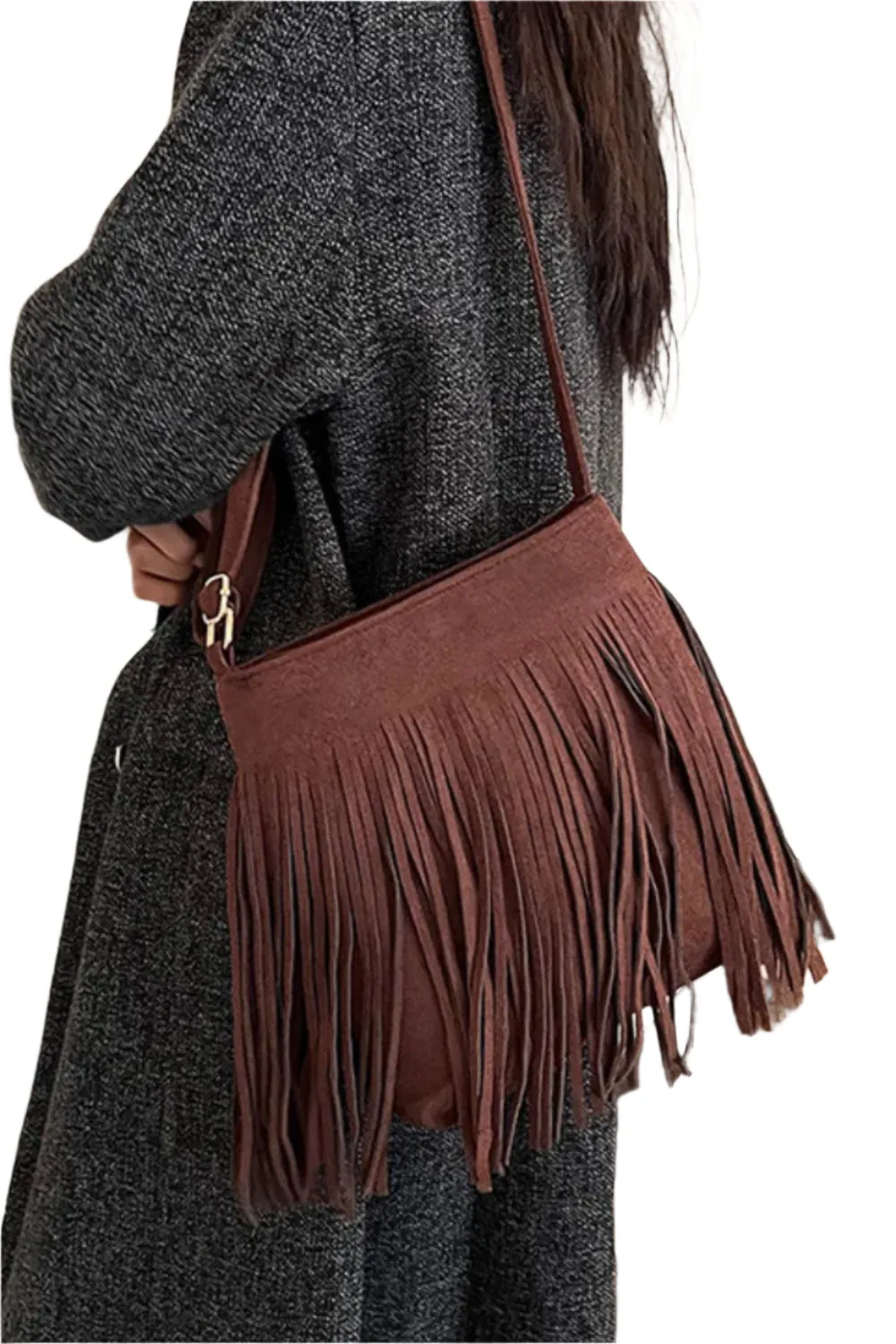 Suede Fringe Shoulder Bag