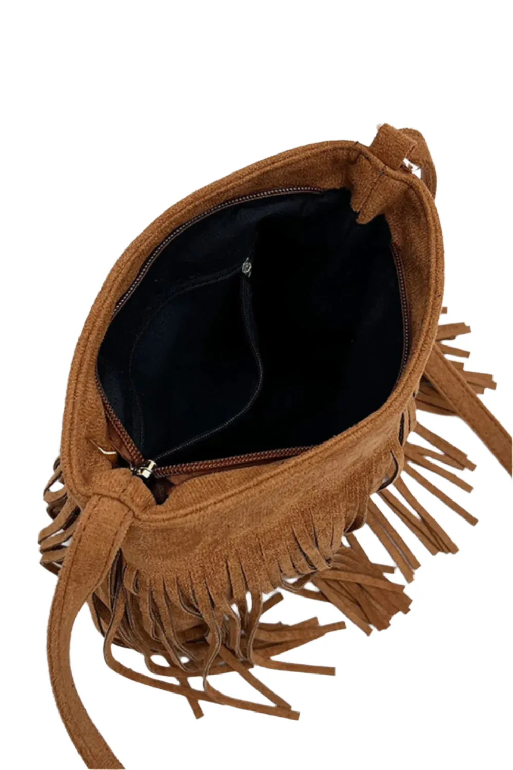 Suede Fringe Shoulder Bag