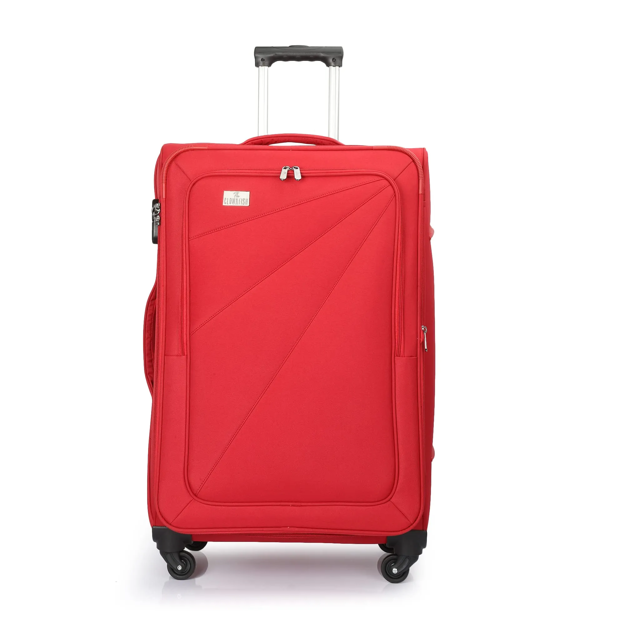 THE CLOWNFISH Farren Luggage Polyester Softcase Suitcase Four Wheel Trolley Bag- Red (Large Size- 76 cm)