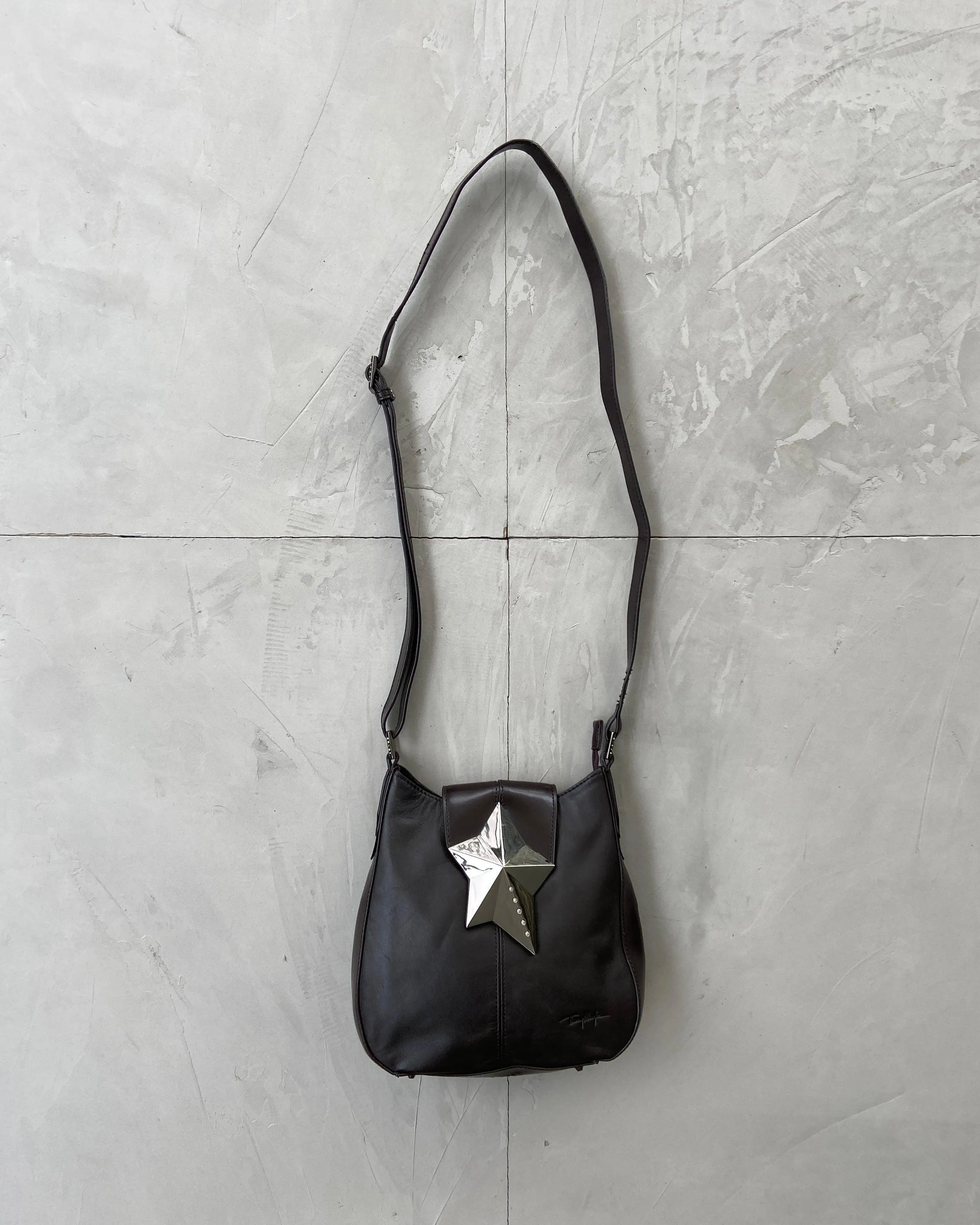 THIERRY MUGLER 2000'S LEATHER & CHROME STAR SIDE BAG