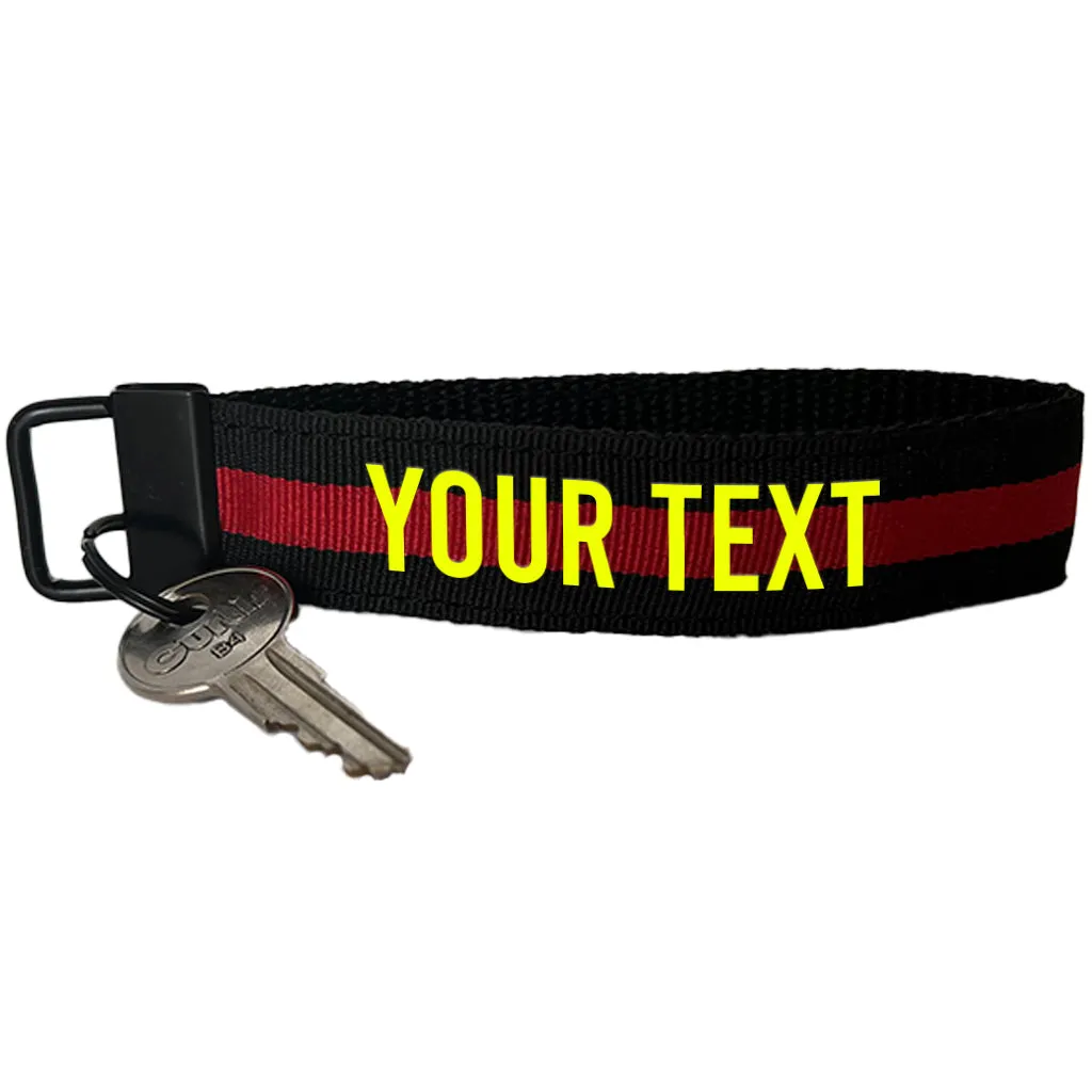 Thin Red Line Keychain with Snap Hook or Wristlet - Personalized Firefighter Key Ring