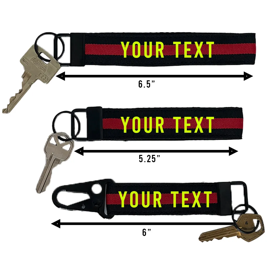 Thin Red Line Keychain with Snap Hook or Wristlet - Personalized Firefighter Key Ring