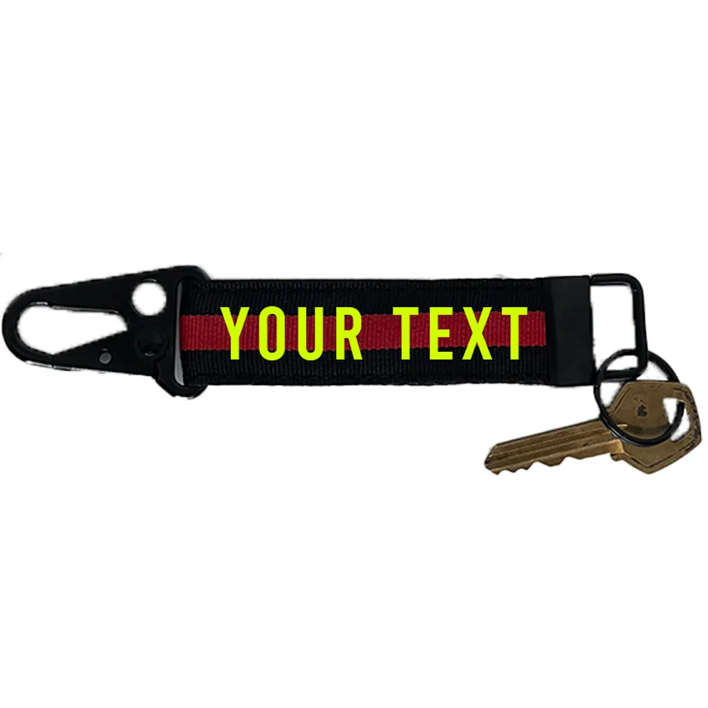 Thin Red Line Keychain with Snap Hook or Wristlet - Personalized Firefighter Key Ring