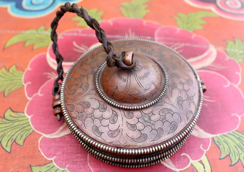 Tibetan Plain Meditation Tingsha/ Cymbals with Hand Carved Copper Cover