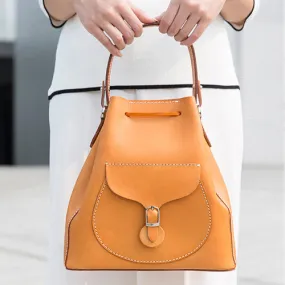 Top Grain Leather Bucket Bags Purses