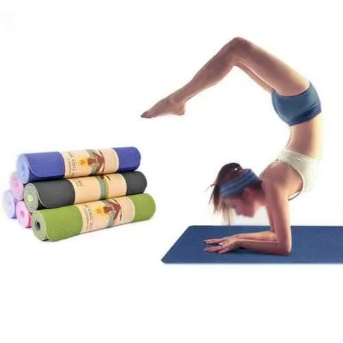 TPE Bicolor 6mm Yoga Mat Outdooors Fitness Sport Anti Skid Pad Odorless Body Building Yoga Mat