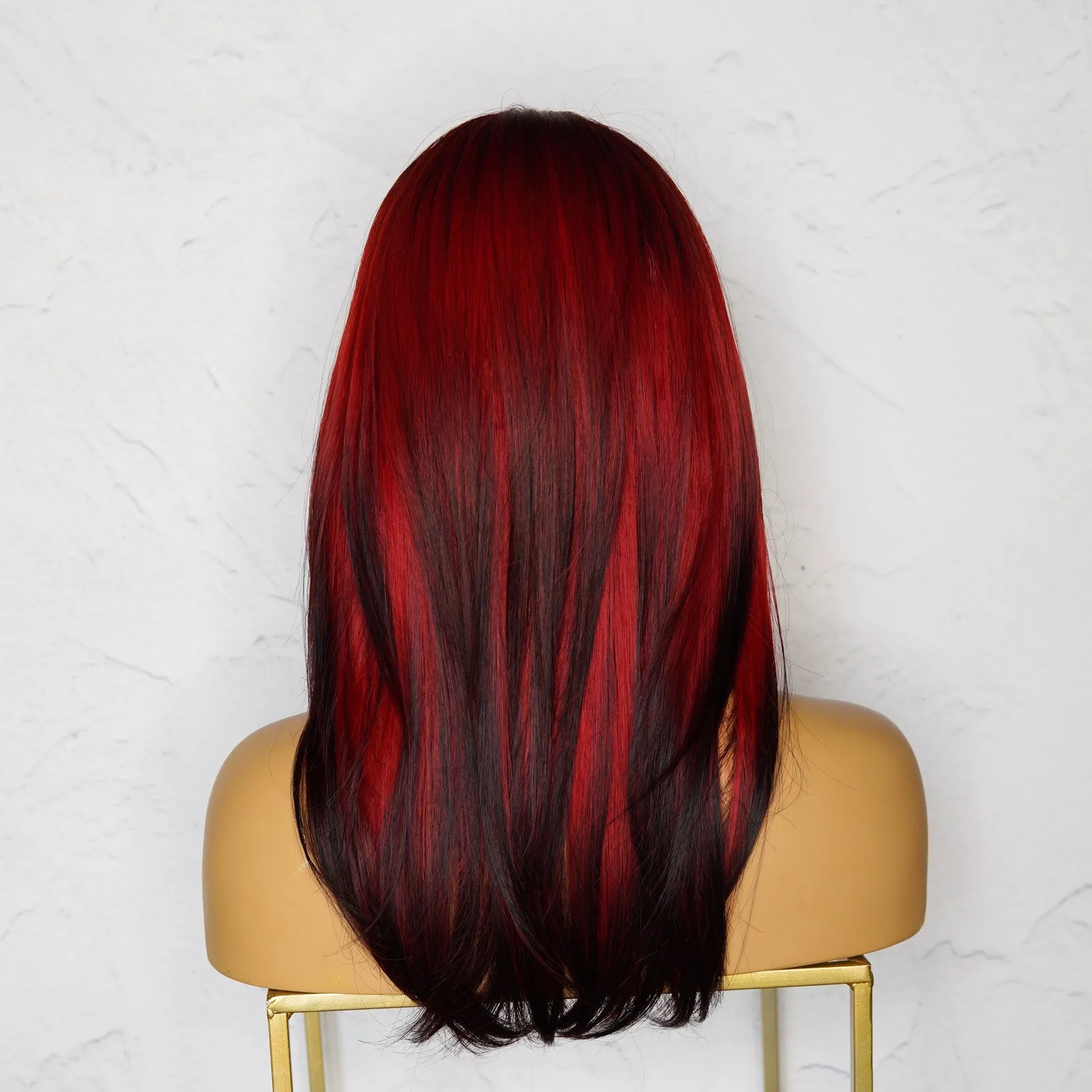 VALENTINA Ombre Red Fringe Wig