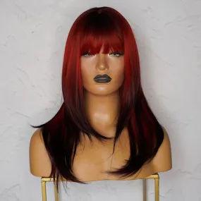 VALENTINA Ombre Red Fringe Wig