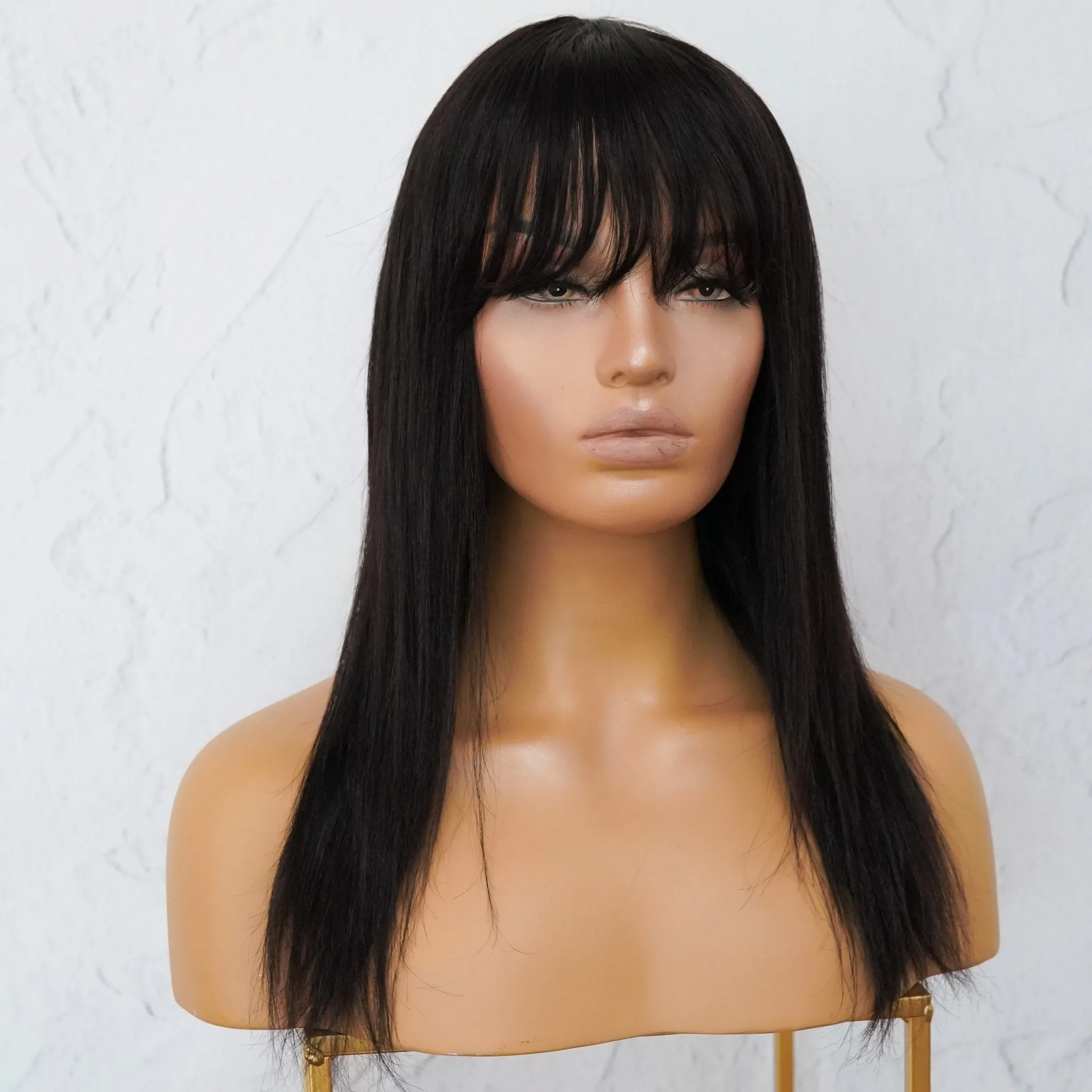 VICTORIA Black Human Hair Fringe Wig