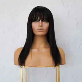 VICTORIA Black Human Hair Fringe Wig