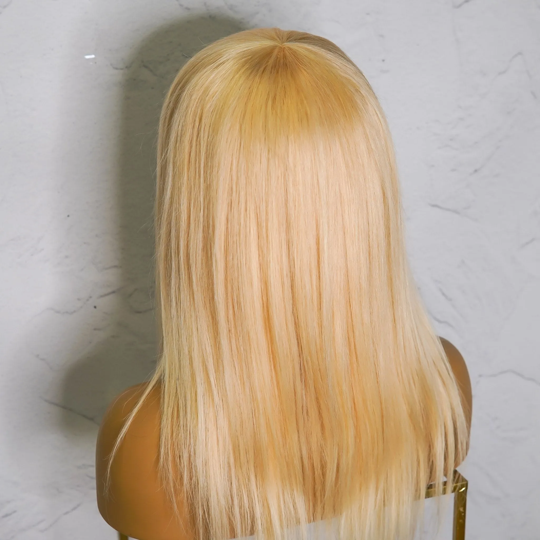 VICTORIA Blonde Human Hair Fringe Wig 20" **READY TO SHIP**