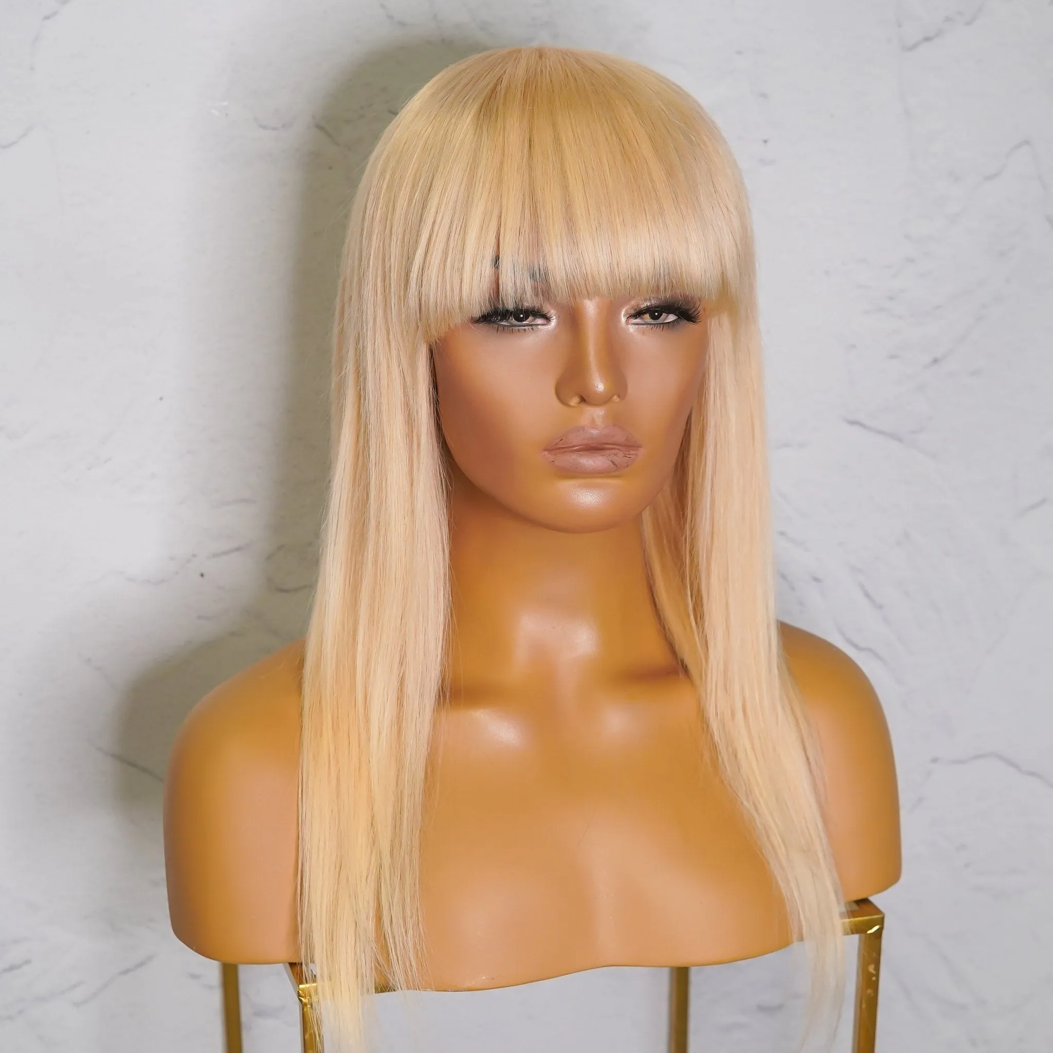 VICTORIA Blonde Human Hair Fringe Wig 20" **READY TO SHIP**