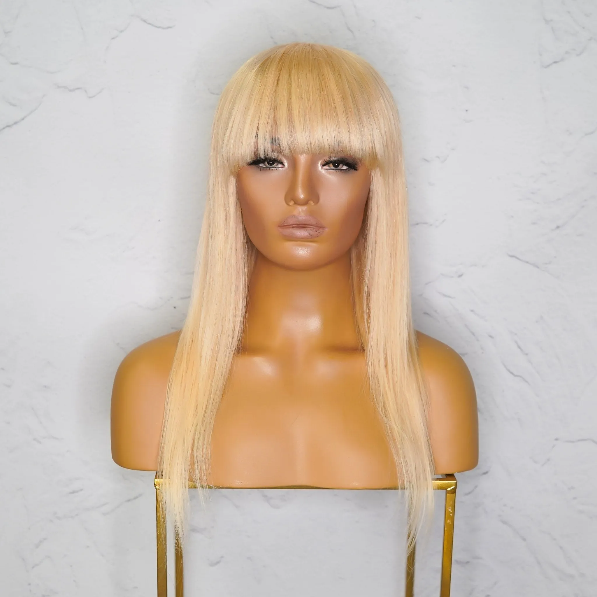 VICTORIA Blonde Human Hair Fringe Wig 20" **READY TO SHIP**