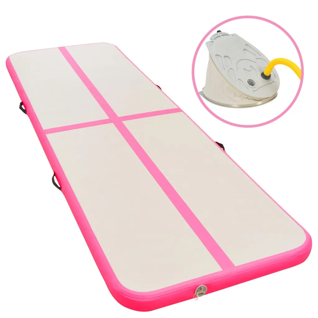 vidaXL Inflatable Gymnastics Mat with Pump 800x100x10 cm PVC Pink