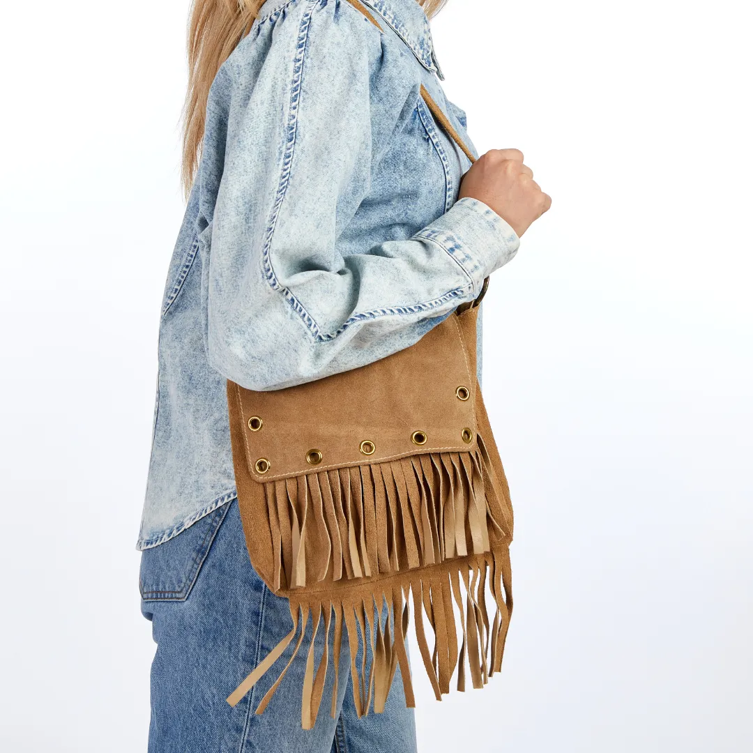 Vintage 1970s Suede Fringe Shoulder Bag