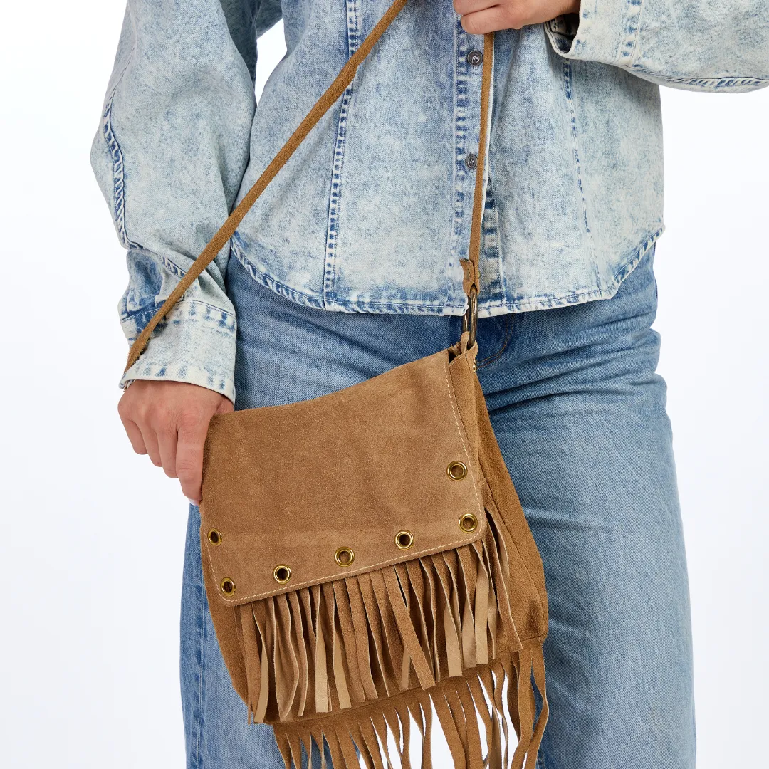 Vintage 1970s Suede Fringe Shoulder Bag