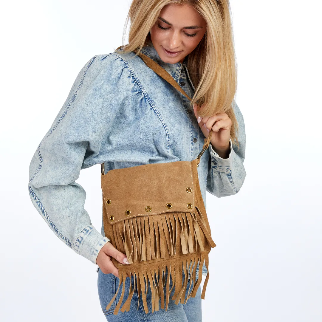 Vintage 1970s Suede Fringe Shoulder Bag