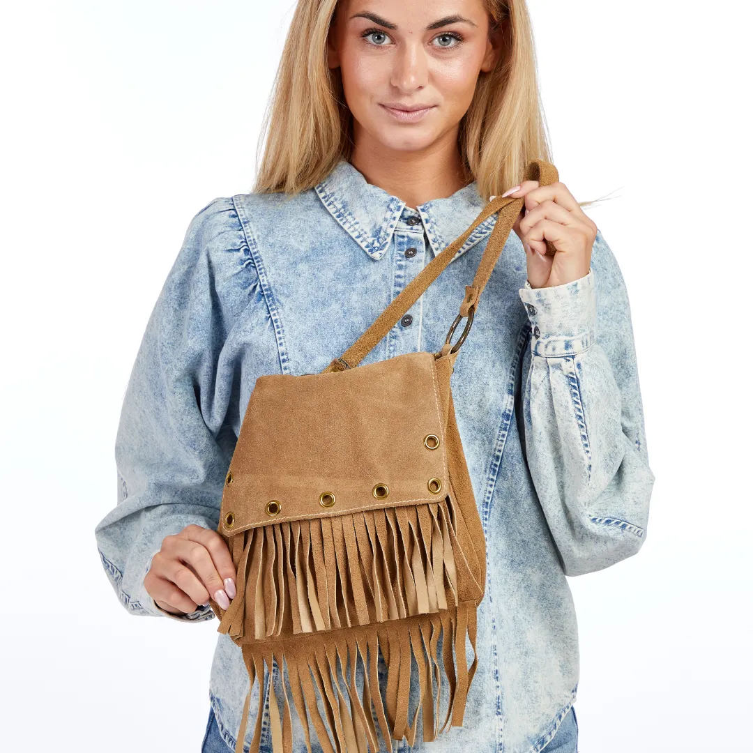 Vintage 1970s Suede Fringe Shoulder Bag