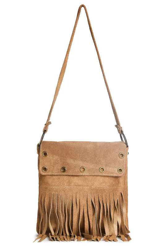 Vintage 1970s Suede Fringe Shoulder Bag