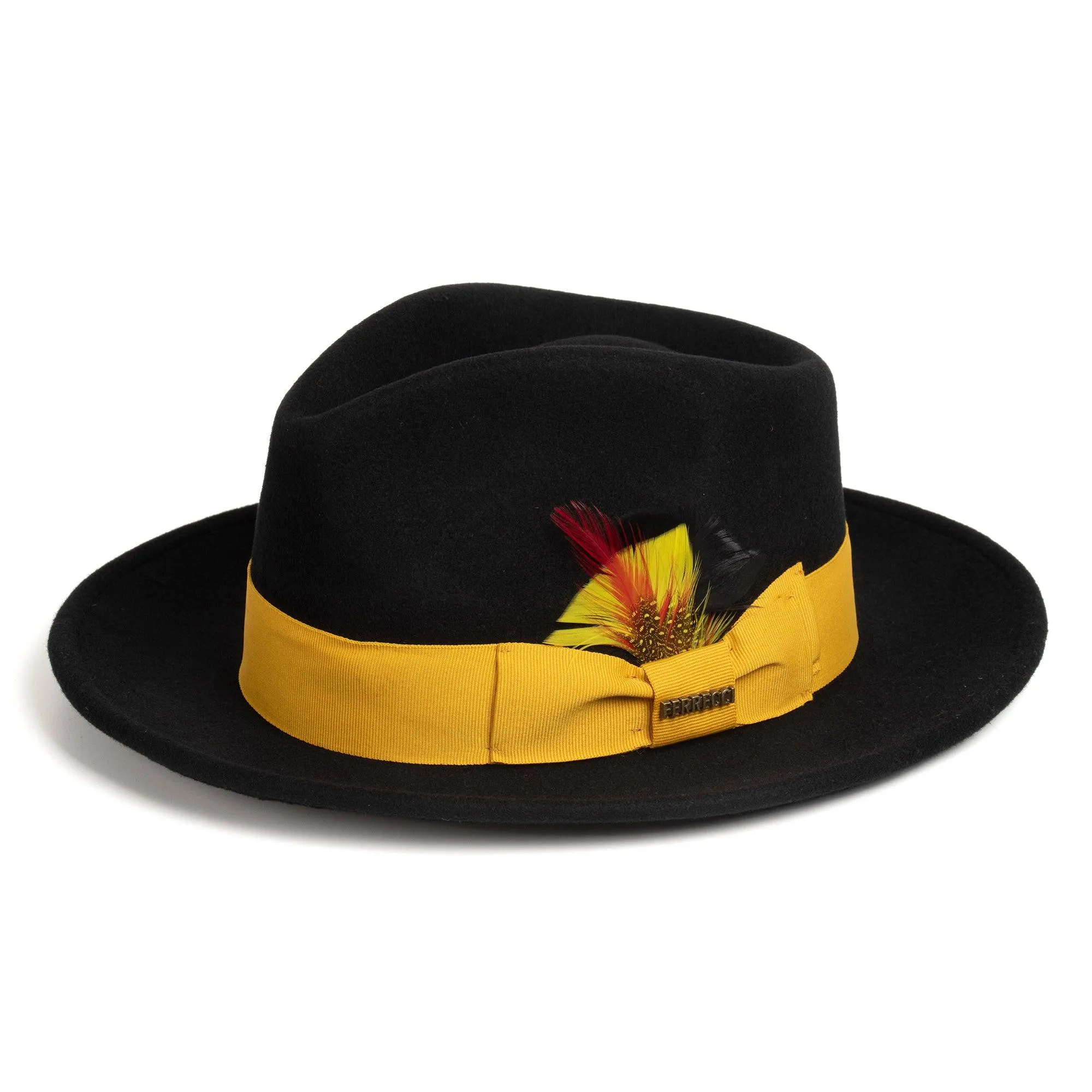 Vintage Crushable Wool Fedora Hat-Mustard