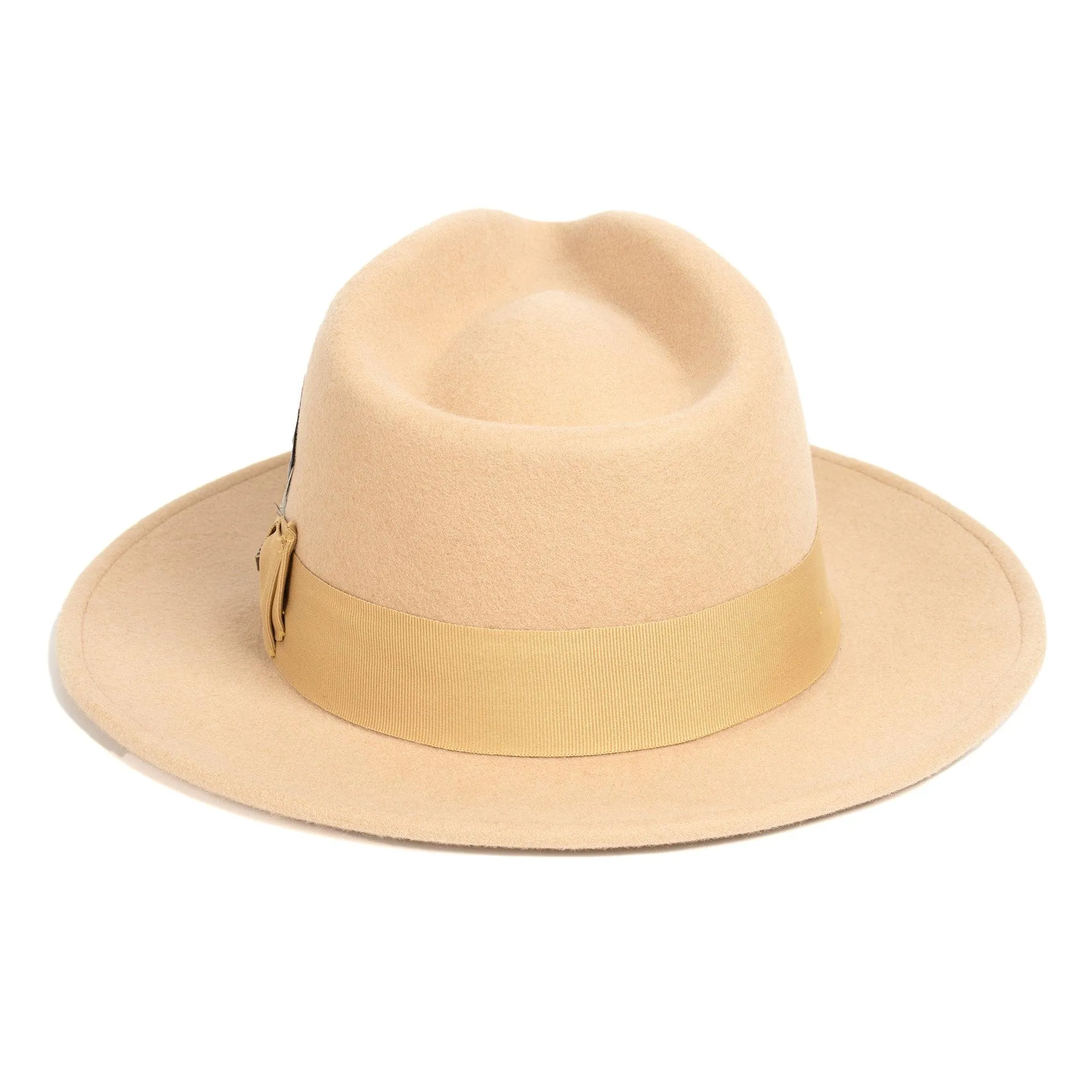 Vintage Crushable Wool Fedora Hat-Mustard