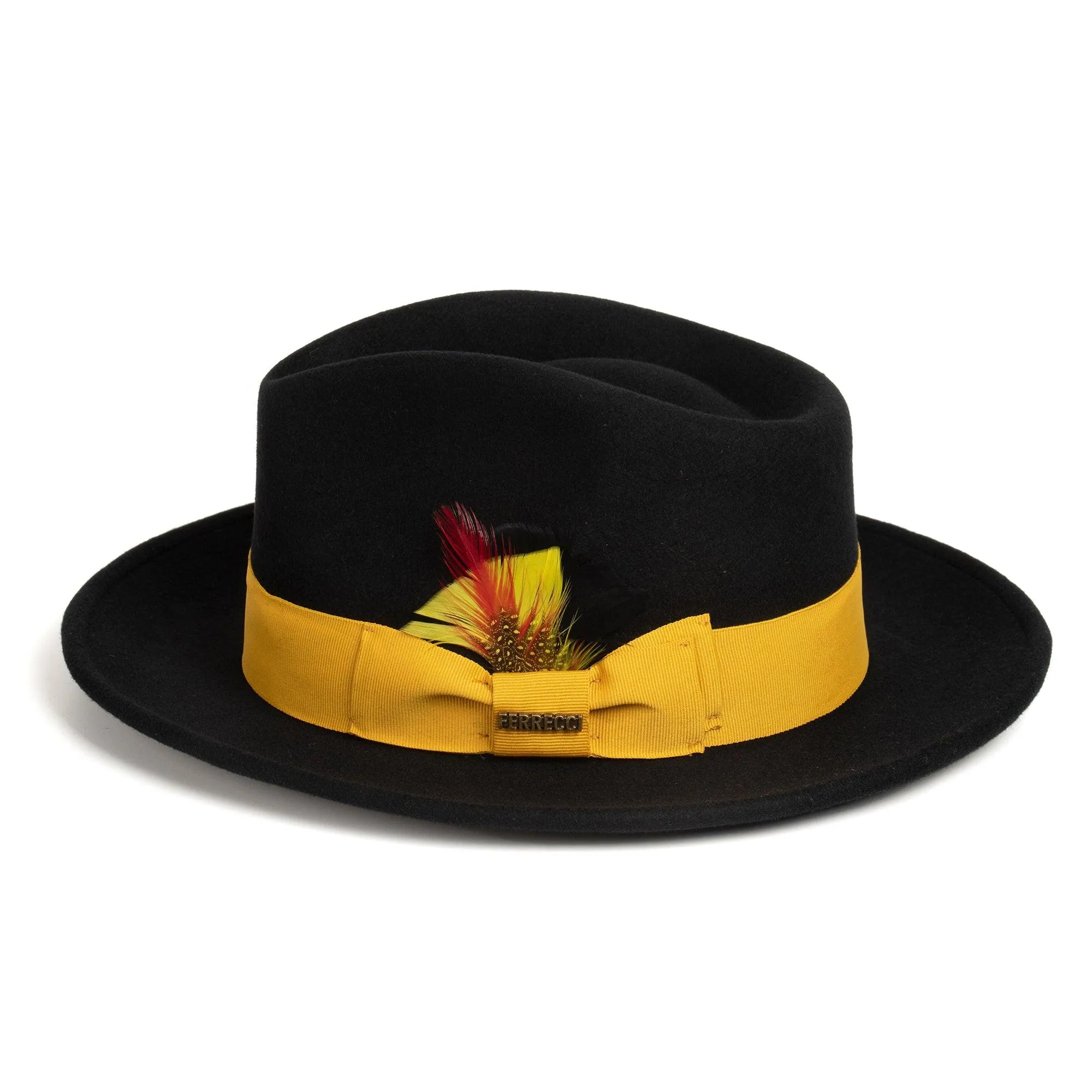 Vintage Crushable Wool Fedora Hat-Mustard