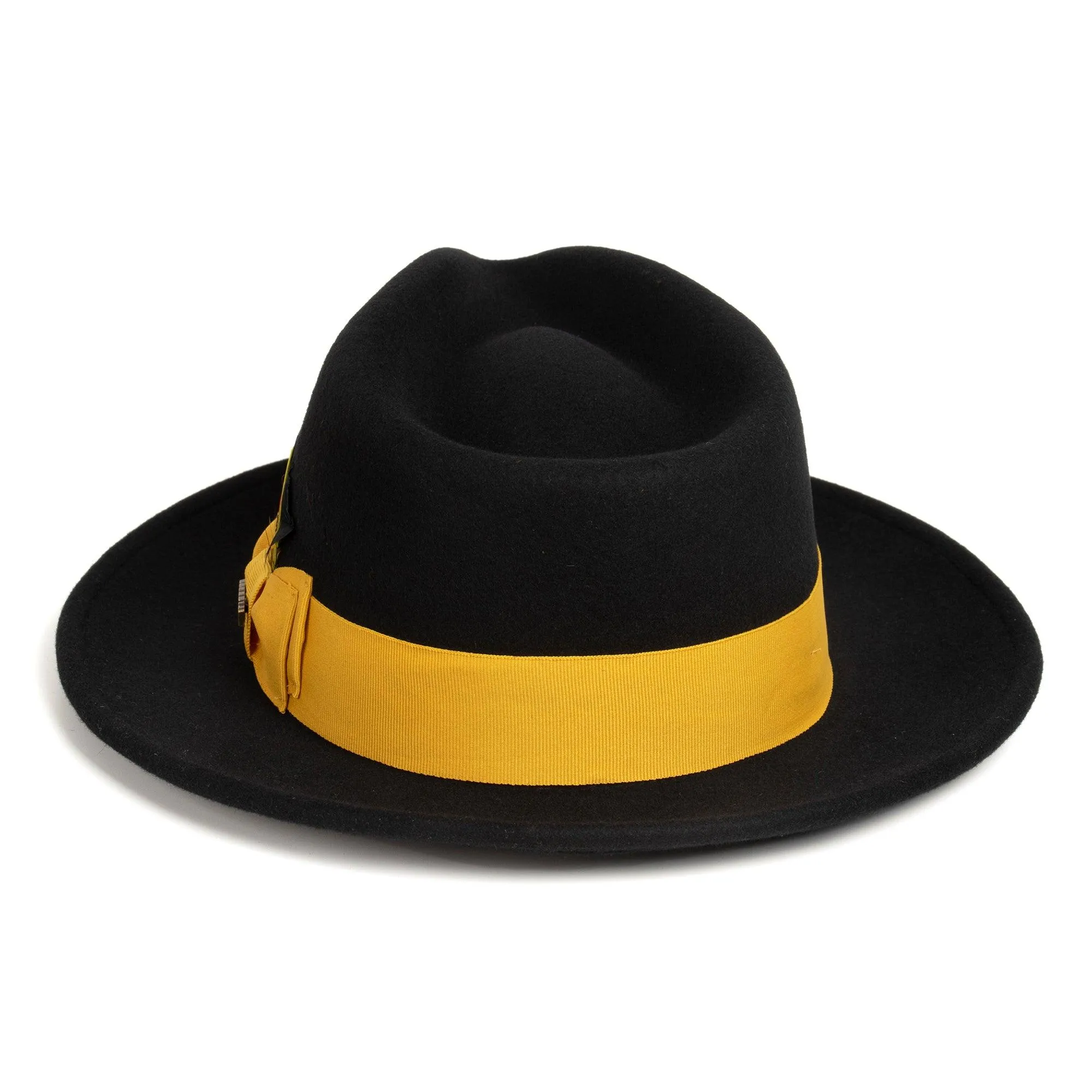 Vintage Crushable Wool Fedora Hat-Mustard