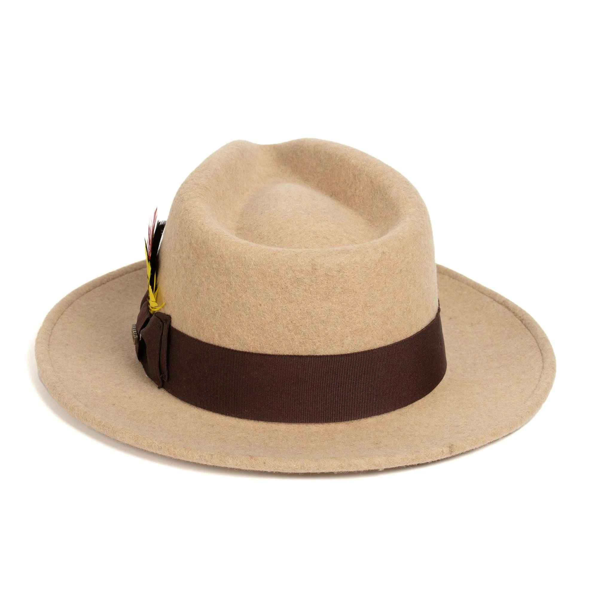 Vintage Crushable Wool Fedora Hat-Mustard