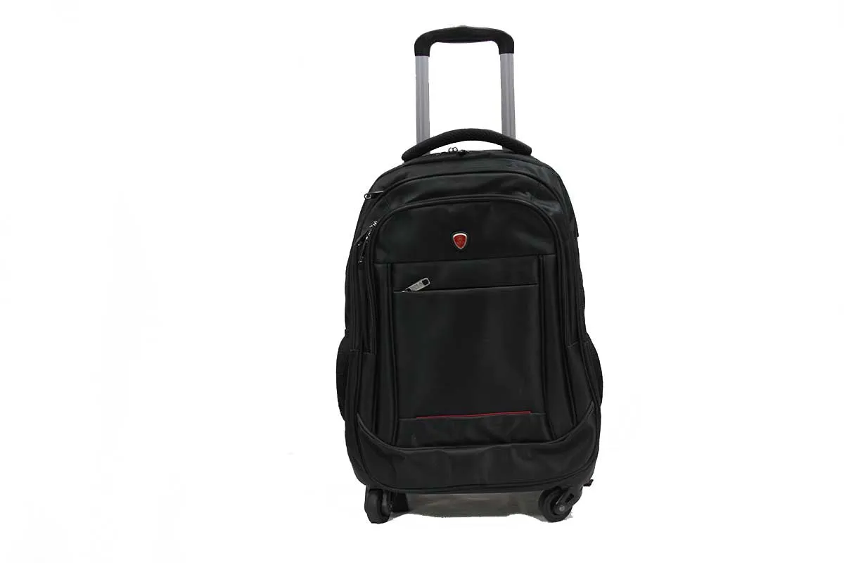 Weaving Laptop Trolley Backpack with Spinner Wheels and External USB Port