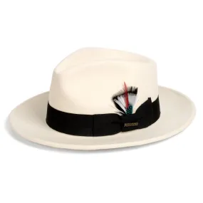 White & Black Fedora 100% Australian Wool Crushable Hat