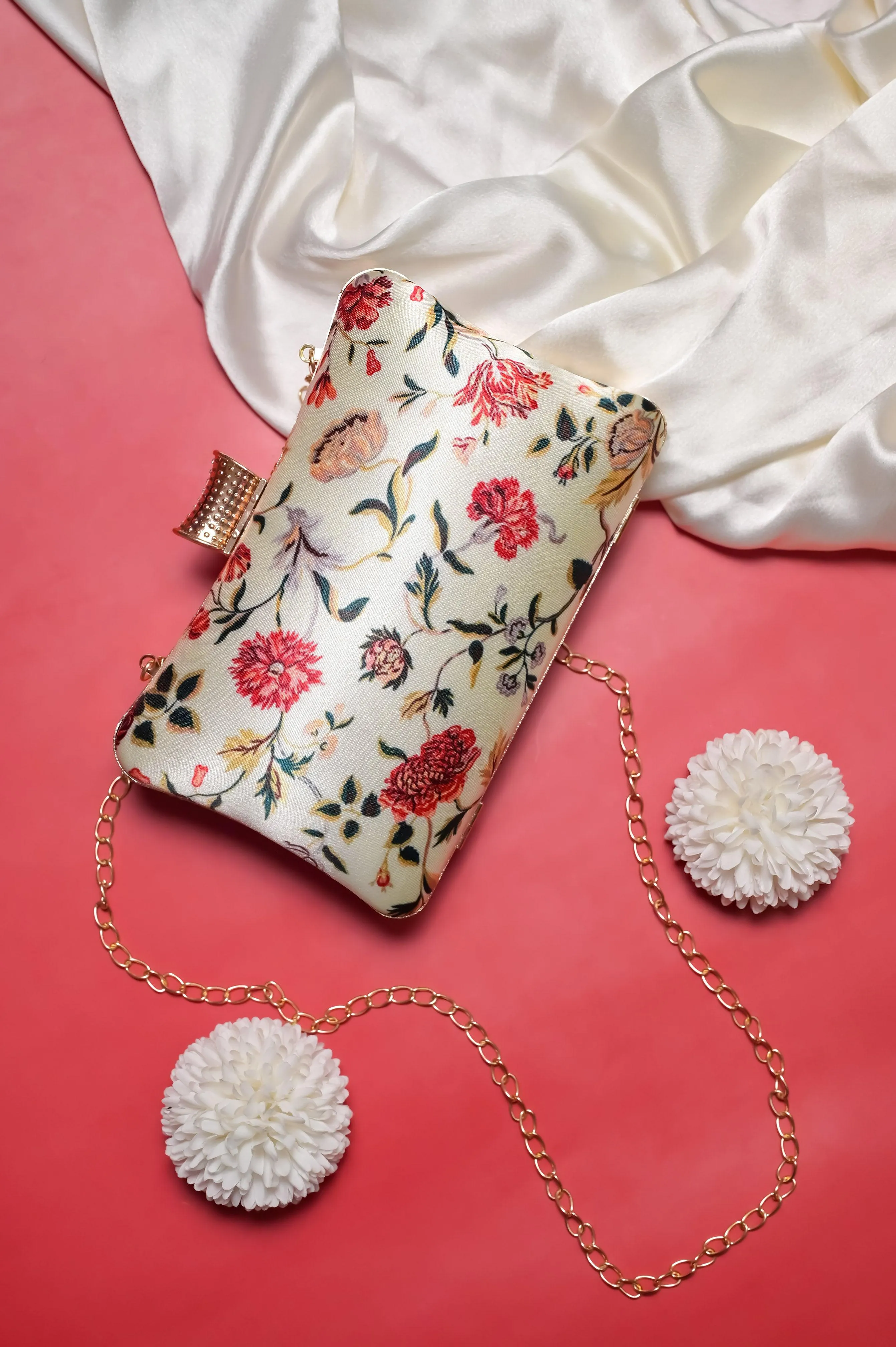 White Color Designer Clutch Bag with Zari Embroidery